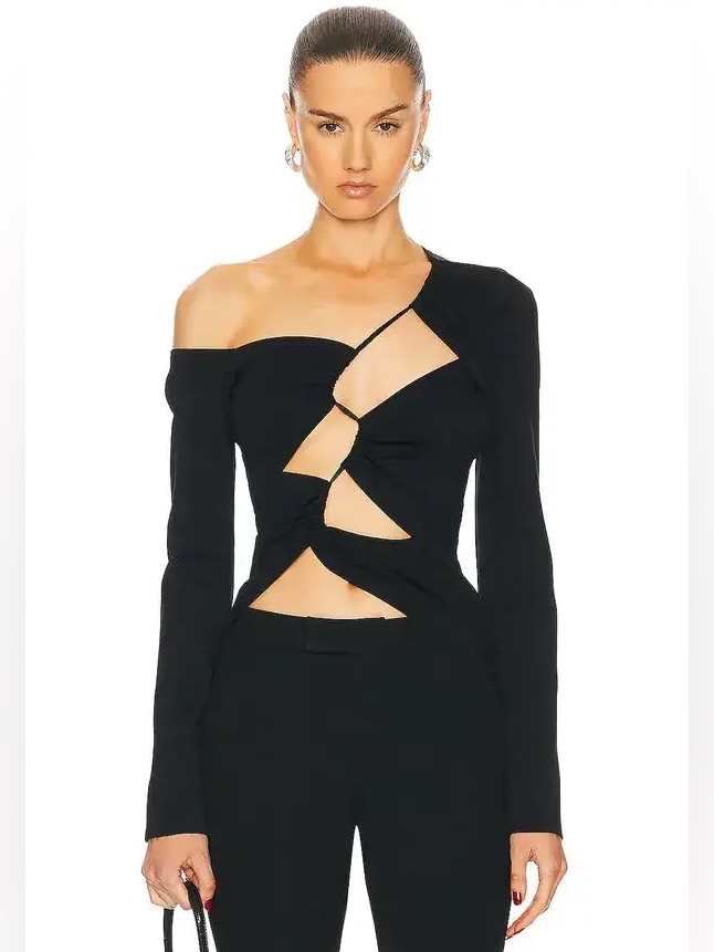 Sid Neigum Centre Tension Cutout Top Black Nwt